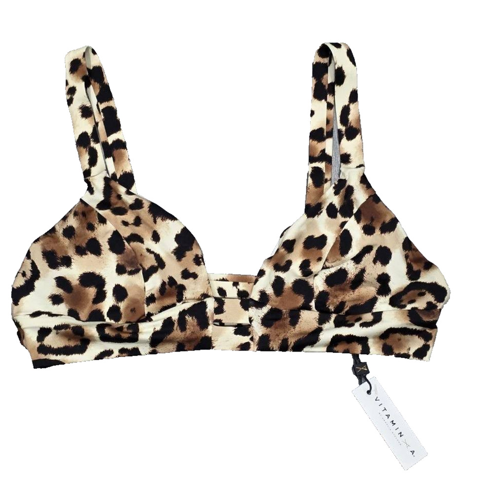 Vitamin A by Amahlia stevens swim babydoll Y2K Bikini Top Leopard XL A006141